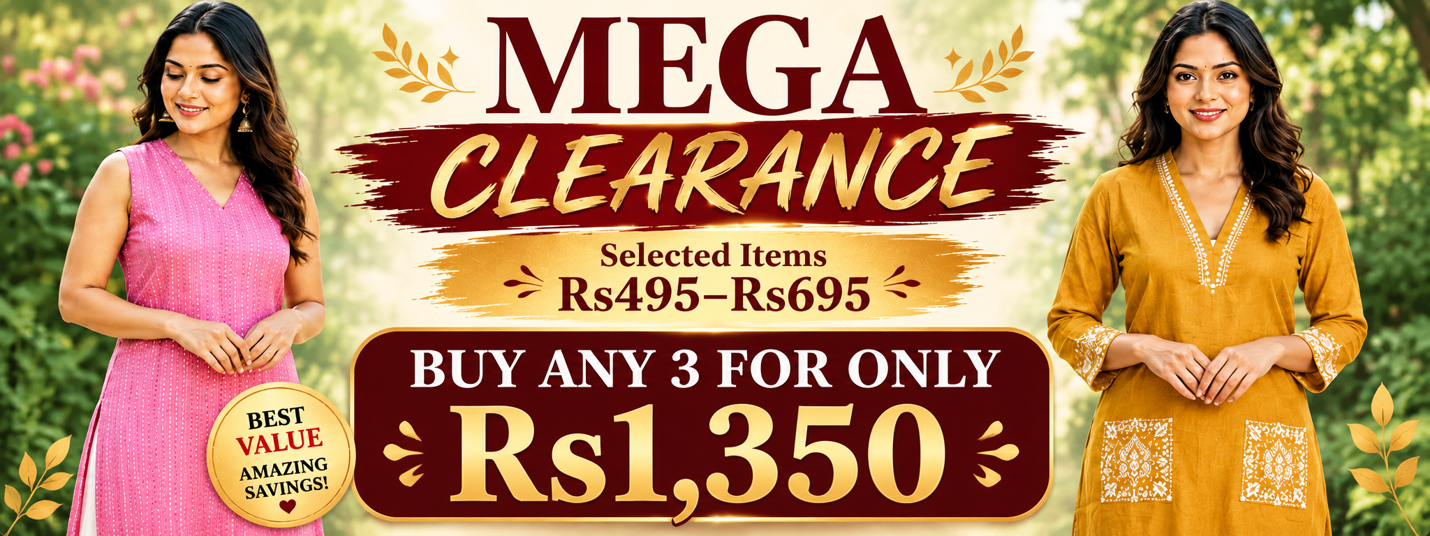 Desi Swag Mega Clearance - Selected items Rs495 to Rs695 - Buy any 3 for Rs1,350